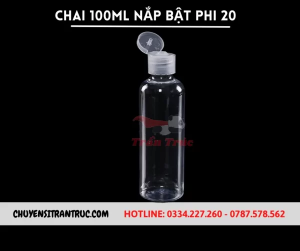 Chai 100ml nắp bật phi 20