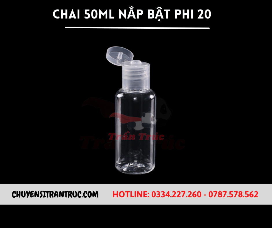 Chai 50ml nắp bật phi 20