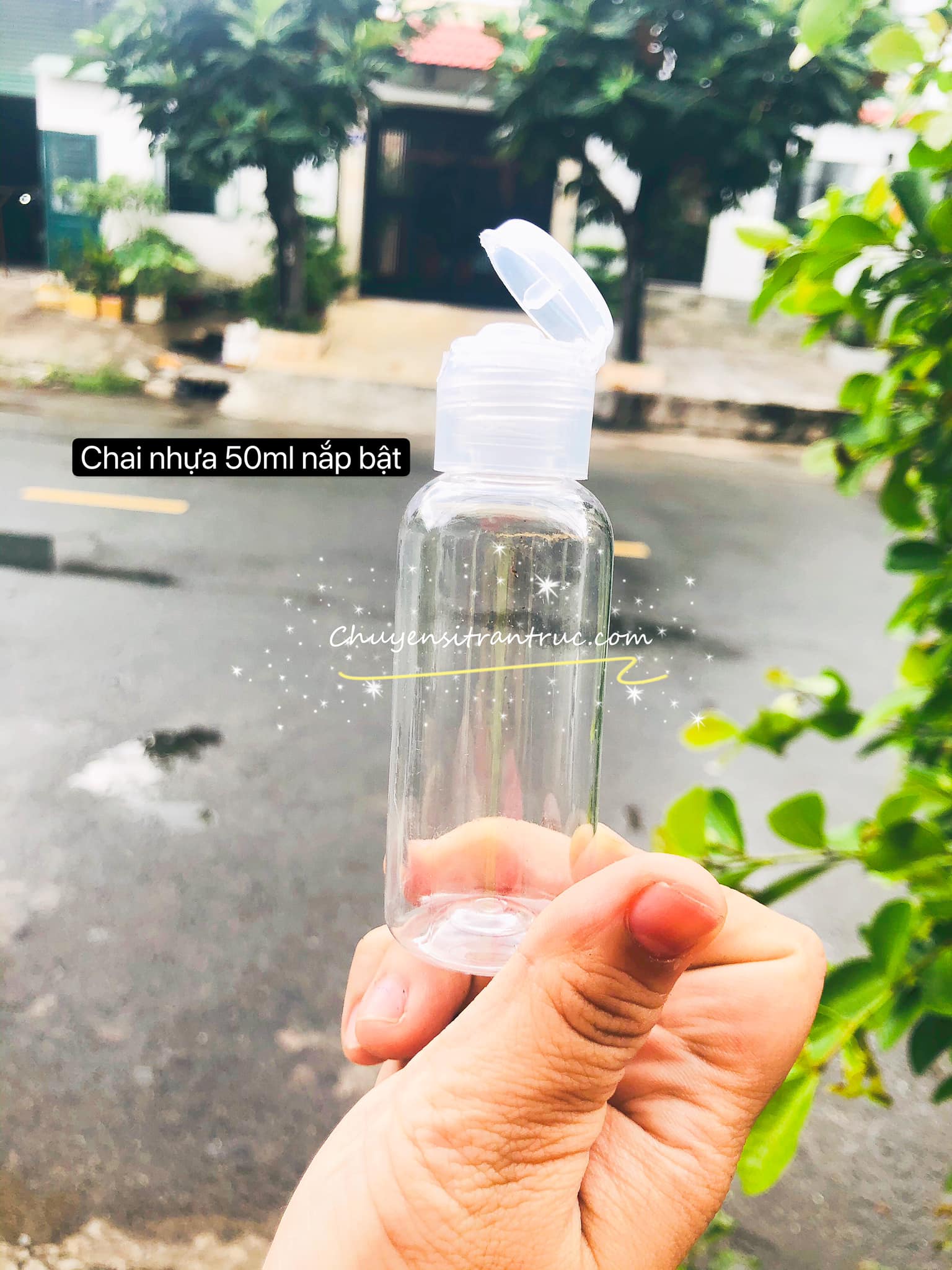 Chai nhựa 50ml nắp bật phi 20