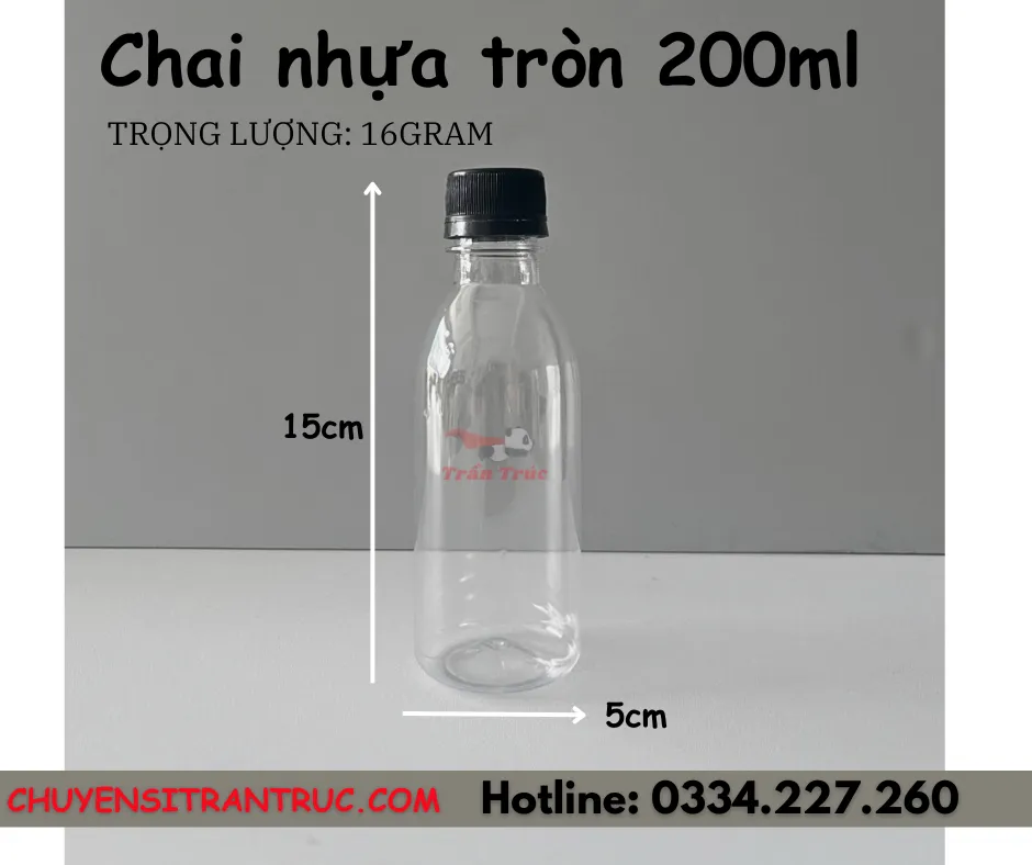 Chai nhựa tròn 200ml