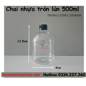 chai nhựa tròn lùn 500ml