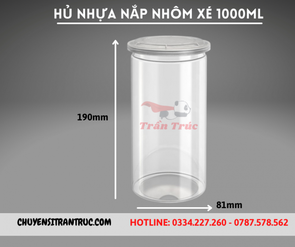 Hũ nhựa nắp nhôm xé 1000ml