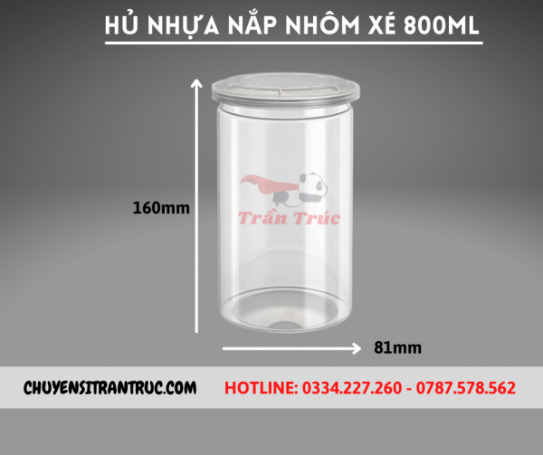 Hũ nhựa 800ml nắp nhôm xé